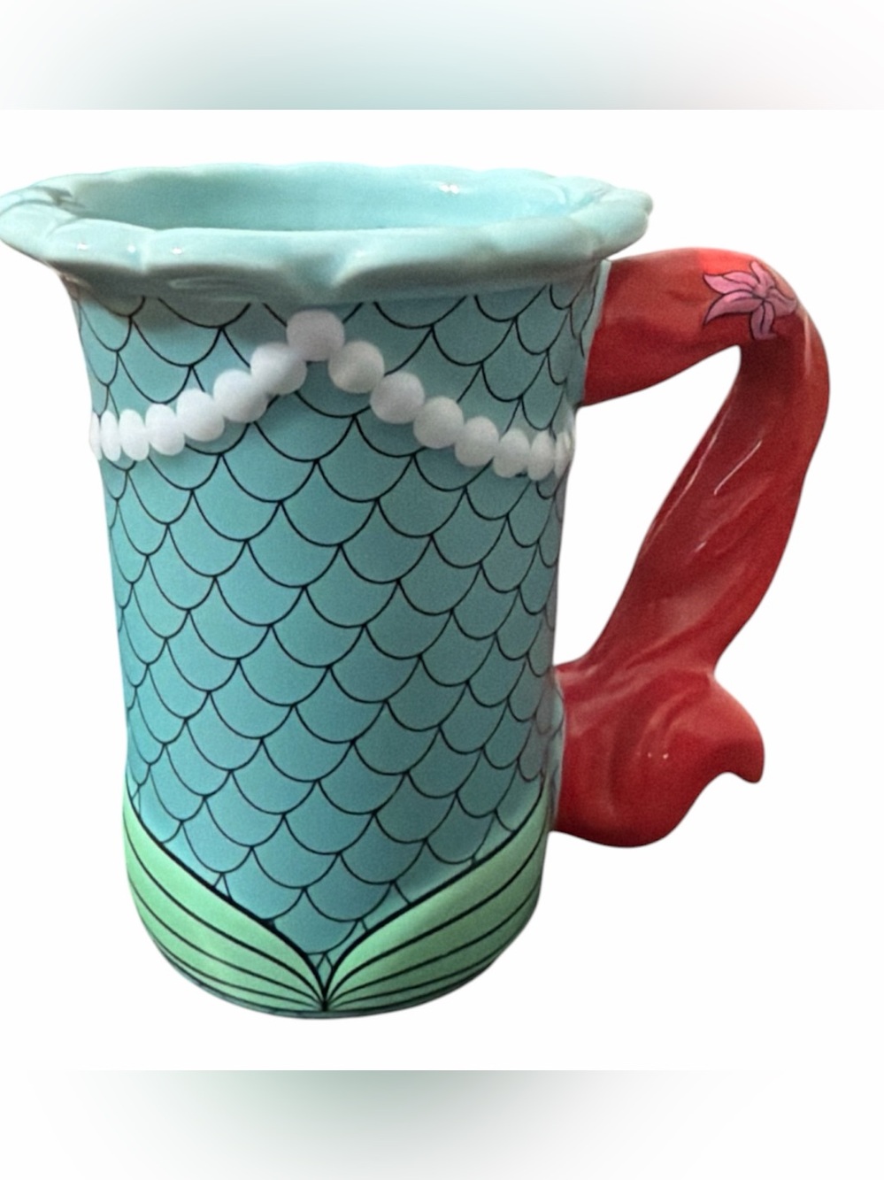 Disney Parks Ariel Mermaid Tail Handle Ceramic Mug NWOT Little Mermaid - Picture 2 of 8